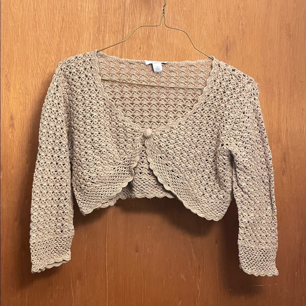 Dressbarn Tan Cropped Knit Sweater